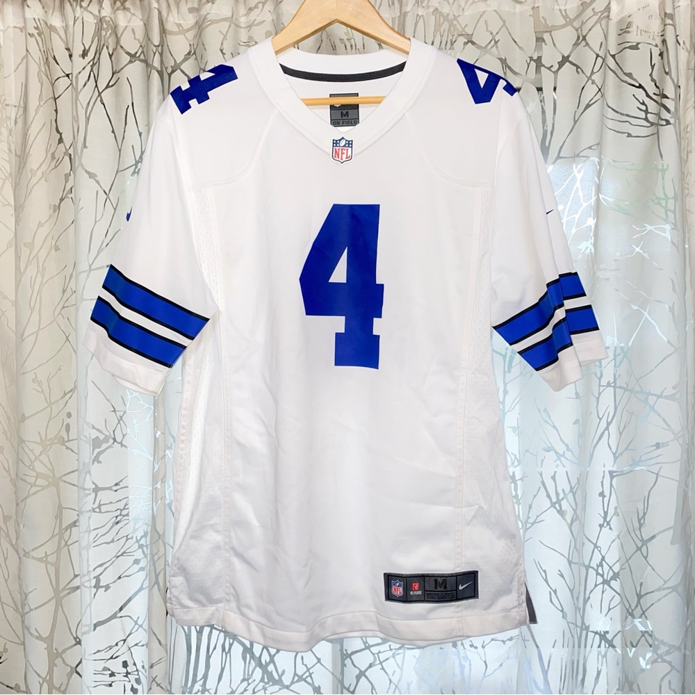 NFL Nike white blue Dak Prescott 4 Dallas Cowboys Game Team on field Jersey - Picture 3 of 6